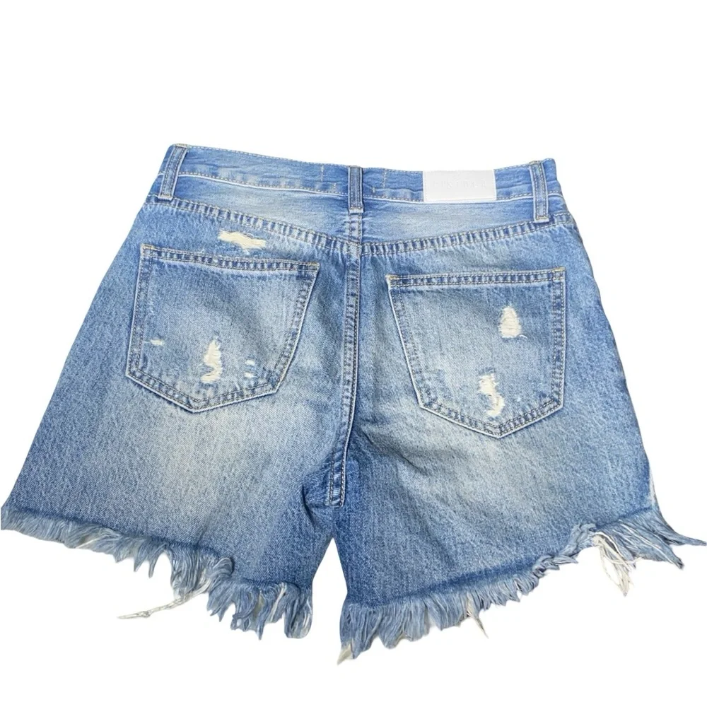 Pistola High Rise‎ Distressed Denim Shorts - Raw Hem Light Wash - Size 25